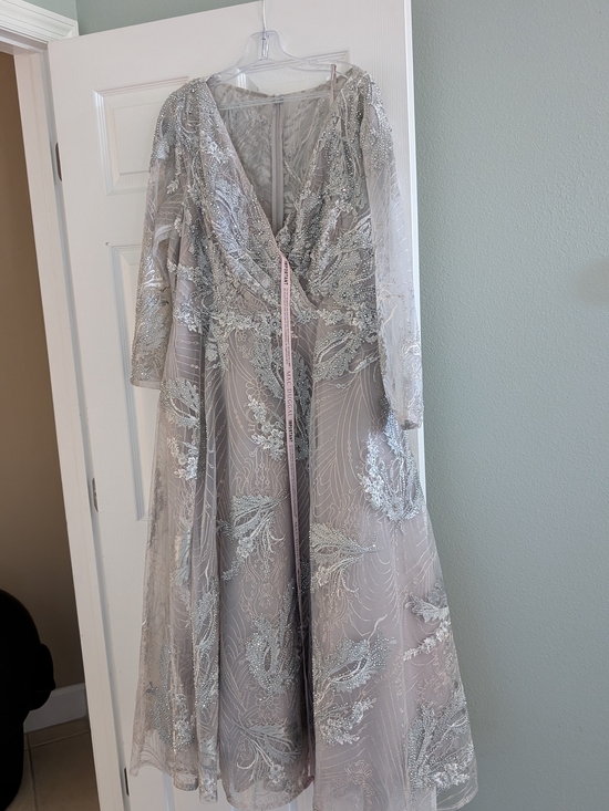 Mac Duggal Dresses & Skirts - Mac Duggal Silver Embellished Illusion Evening Dress